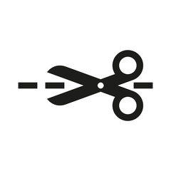 The scissors icon. Cut here symbol. Flat