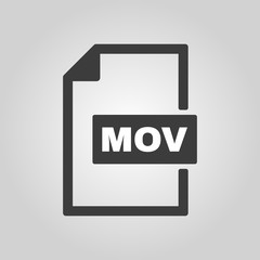 The MOV icon. Video file format symbol. Flat