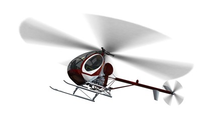 Light Helicopter in fly - isolated on white background 