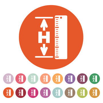 The Height Icon. Altitude, Elevation, Level, Hgt Symbol. Flat