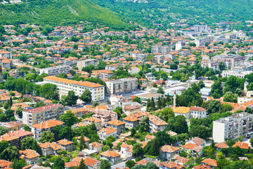 City view with mountains