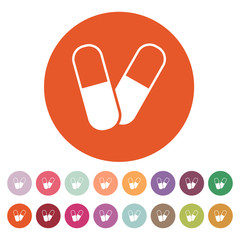 The pill icon. Tablet and antibiotic, vitamins symbol. Flat