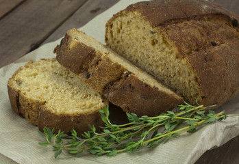 Wholemeal bread on brown paper