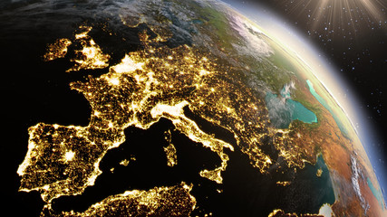 Planet Earth Europe zone using satellite imagery NASA