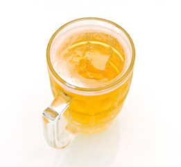 glass with beer on white background
