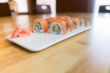 salmon sushi rolls