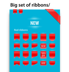 Set of red ribbons. Web elements