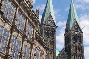 Fototapeta na wymiar Bremen - Dom und Rathaus