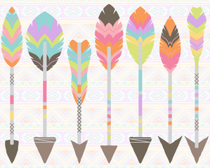 Vector Collection of Stylized Tribal Feather Arrows