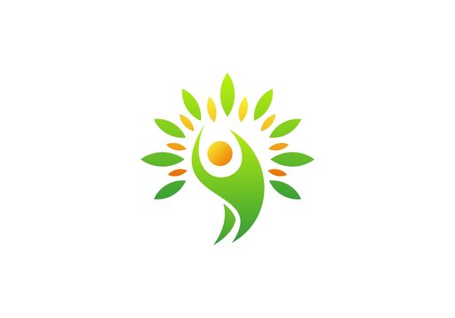 people,wellness,health,tree,sun,logo,leaf,ecology,nature,bio,plant