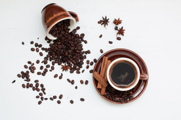 Coffe in ceramic cup.