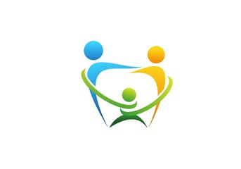 family dental health education logo, parent, kid, parenting, care, dentist symbol icon vector design