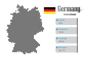 vector Germany map and info metallic pixel design