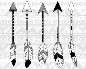 Vector Collection of Stylized Tribal Feather Arrows