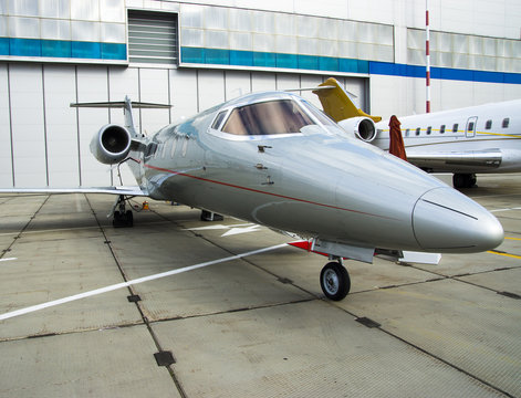 Private Jet in hangar