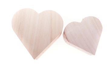 heart wood box of love isolated on white background