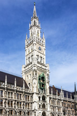 Fototapeta na wymiar Munich Germany, Marienplatz, clock tower