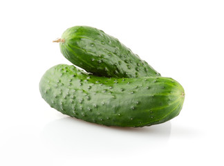 Two fresh Cucumbers isolated on white background