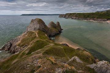 Three Cliffs Bay on the Gower peninsular looking towards the Great Tor and Oxwich bay