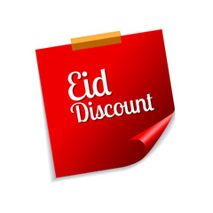 Eid Discount Red Sticky Notes Vector Icon Design