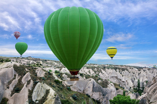 Flying balloons, Cappadocia, Turkey. Goreme national park