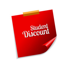 Student Discount Red Sticky Notes Vector Icon Design
