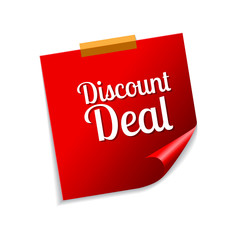 Discount Deal Red Sticky Notes Vector Icon Design