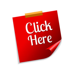 Click Here Red Sticky Notes Vector Icon Design