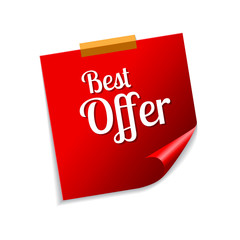 Best Offer Red Sticky Notes Vector Icon Design