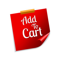 Add To Cart Red Sticky Notes Vector Icon Design