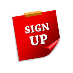 Sign Up Red Sticky Notes Vector Icon Design
