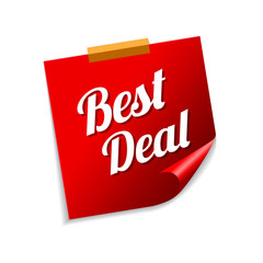 Best Deal Red Sticky Notes Vector Icon Design