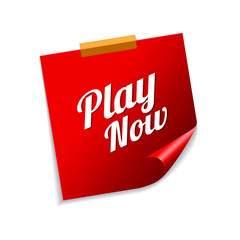 Play Now Red Sticky Notes Vector Icon Design