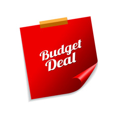 Budget Deal Red Sticky Notes Vector Icon Design