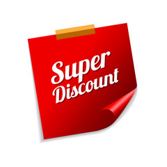 Super Discount Red Sticky Notes Vector Icon Design
