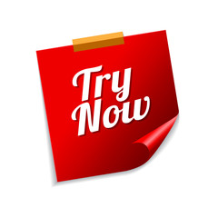 Try Now Red Sticky Notes Vector Icon Design