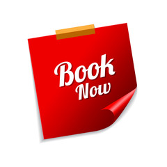 Book Now Red Sticky Notes Vector Icon Design