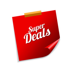 Super Deals Red Sticky Notes Vector Icon Design