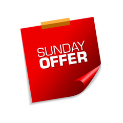 Sunday Offer Red Sticky Notes Vector Icon Design