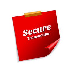 Secure Transaction Red Sticky Notes Vector Icon Design