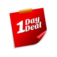 1 Day Deal Red Sticky Notes Vector Icon Design