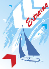 Naklejka premium Abstract sea background.Blue yacht.Extreme sport