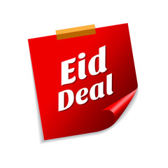 Eid Deal Red Sticky Notes Vector Icon Design