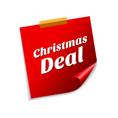 Christmas Deal Red Sticky Notes Vector Icon Design