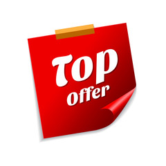 Top Offer Red Sticky Notes Vector Icon Design