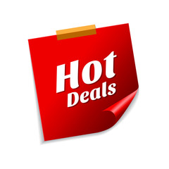 Hot Deals Red Sticky Notes Vector Icon Design