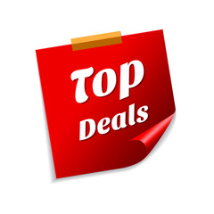 Top Deals Red Sticky Notes Vector Icon Design