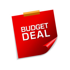 Budget Deal Red Sticky Notes Vector Icon Design