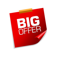 Big Offer Red Sticky Notes Vector Icon Design