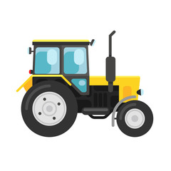 Yellow tractor isolated on white